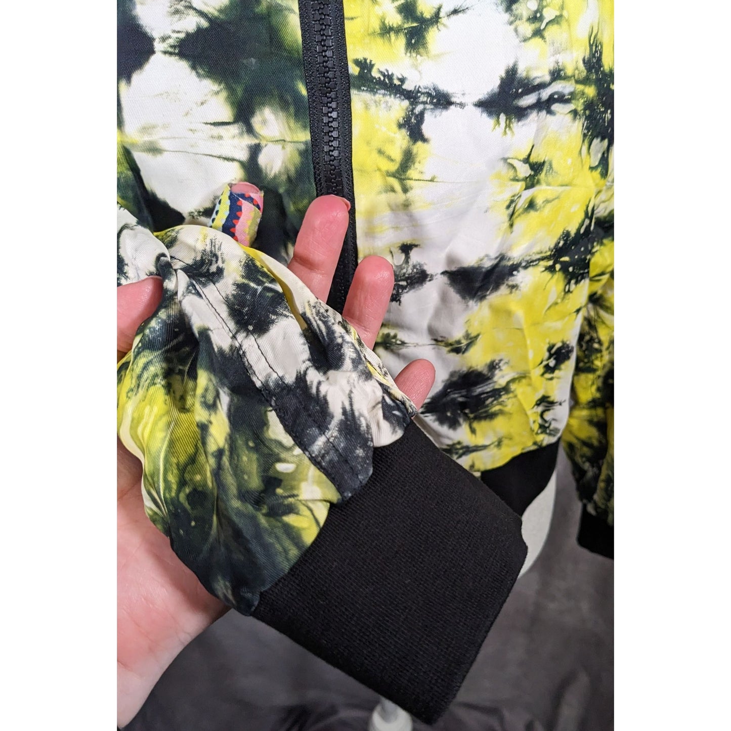 KTZ Tie Dye Black Yellow And White Lightweight Jacket Size Small