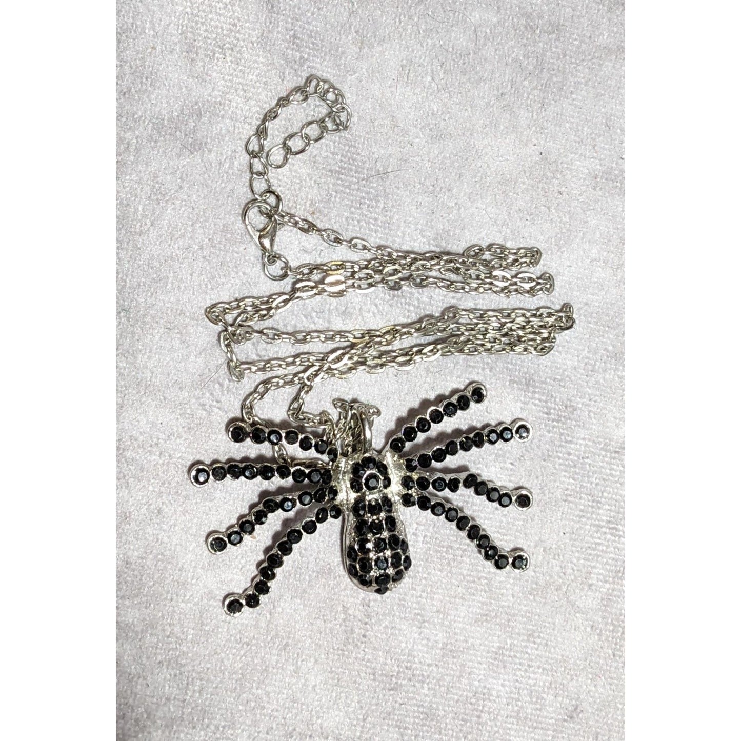 Witchy Gothic Rhinestone Spider Pendant Necklace