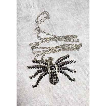 Witchy Gothic Rhinestone Spider Pendant Necklace