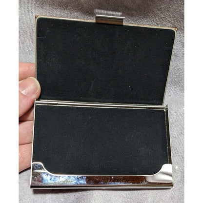 Metal Faux Leather Card Case