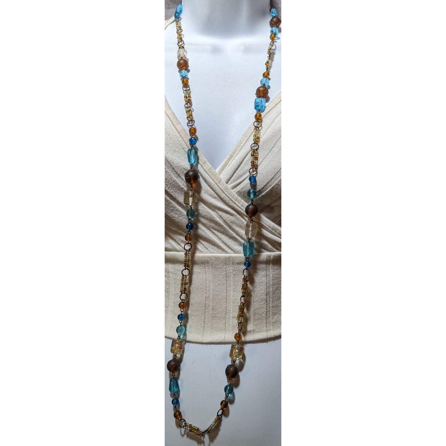 Vintage Bohemian Earthy Glass Beaded Necklace