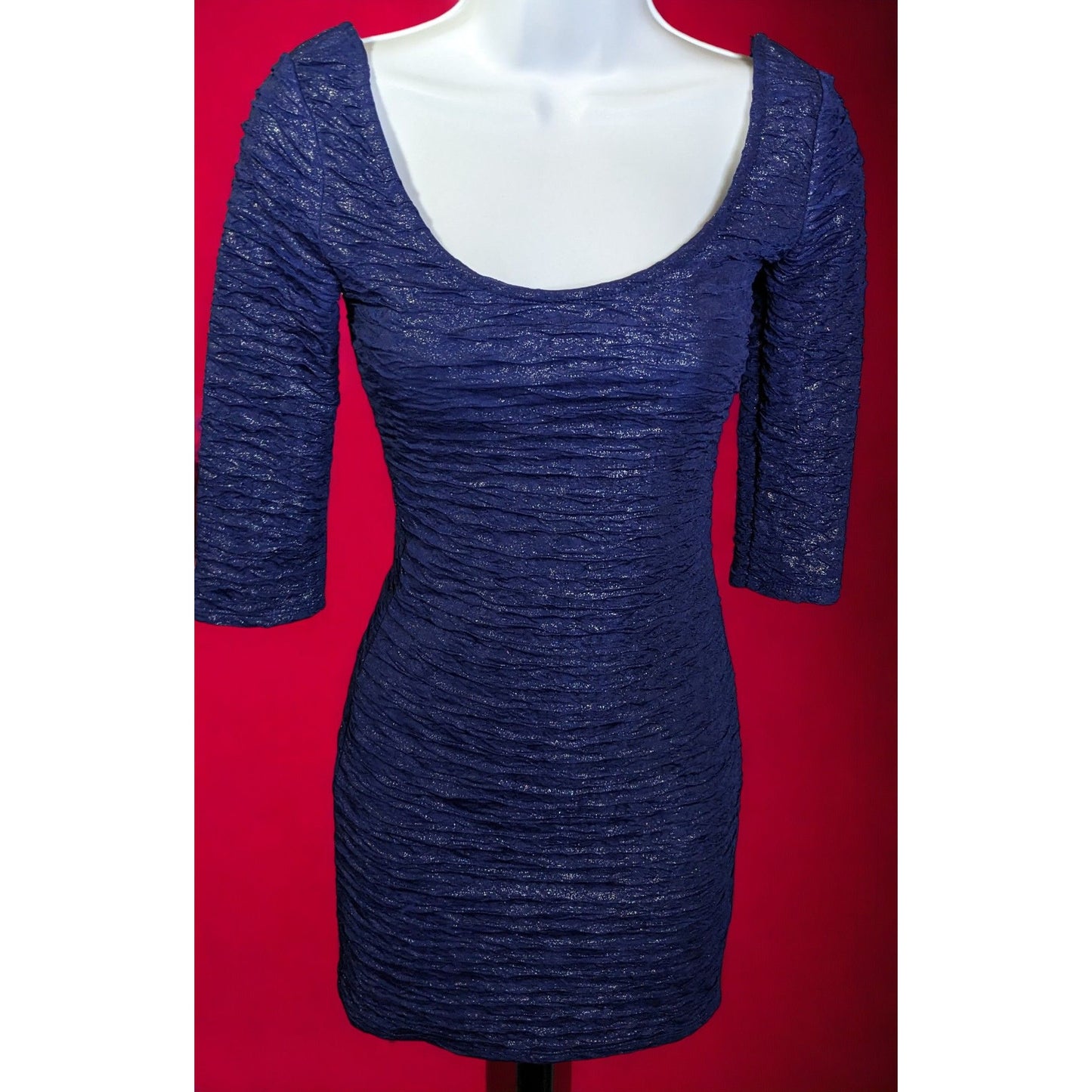 Material Girl Navy Shimmer Bodycon Dress