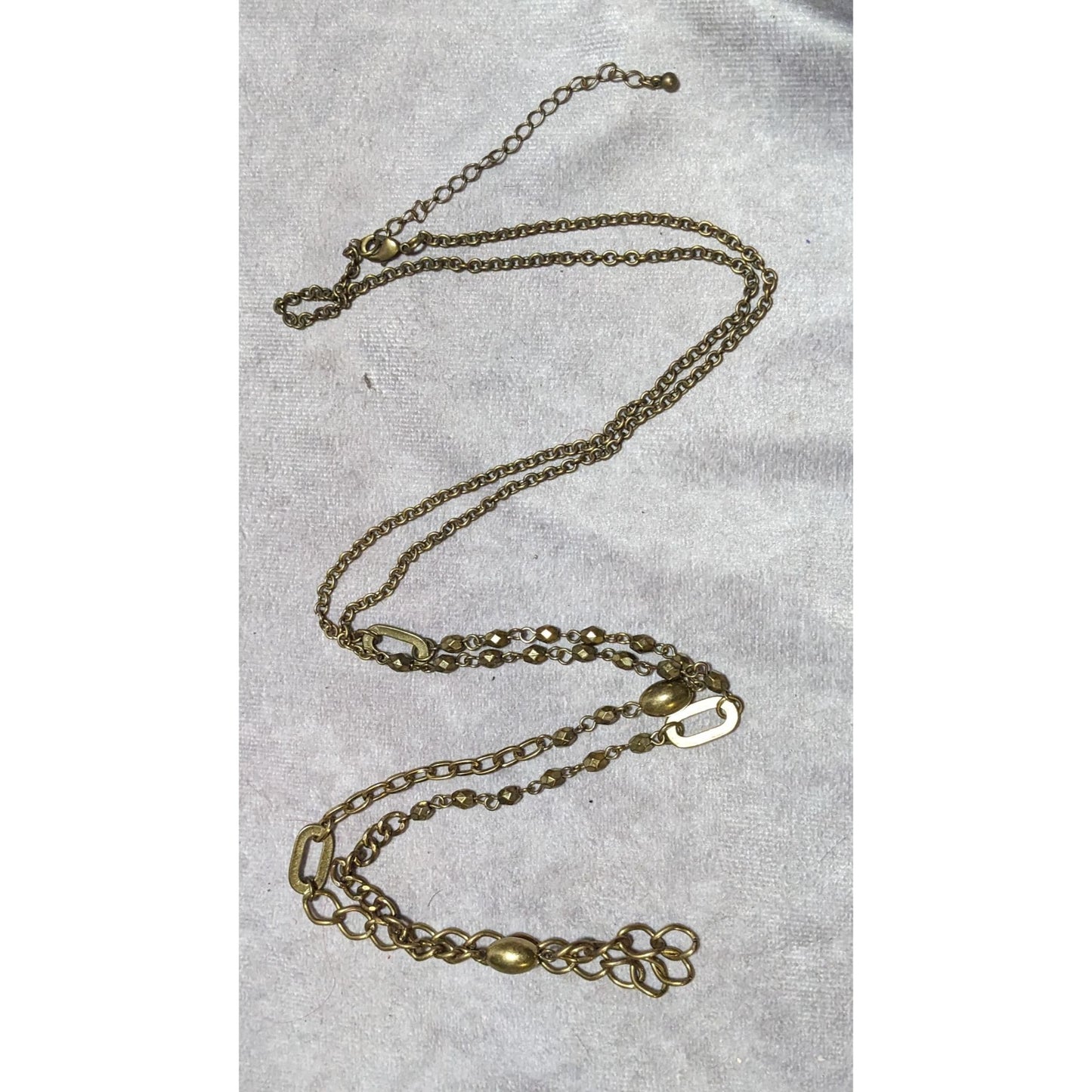 Retro Gold Abstract Beaded Link Necklace