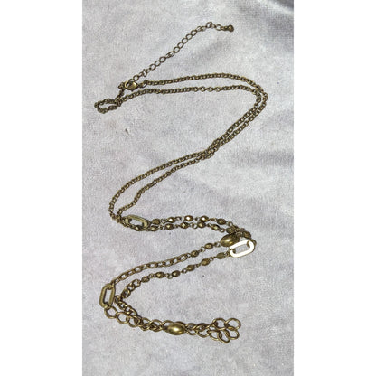 Retro Gold Abstract Beaded Link Necklace