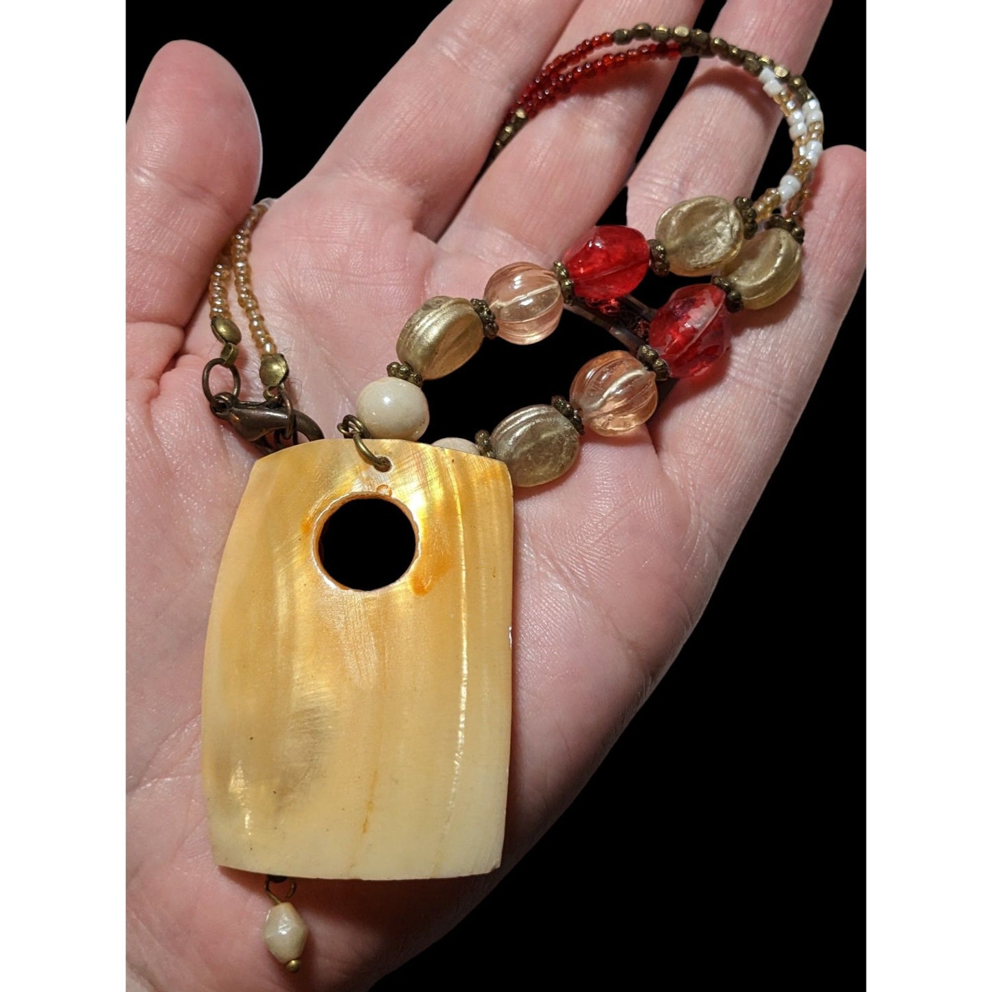 Beaded Shell Pendant Necklace