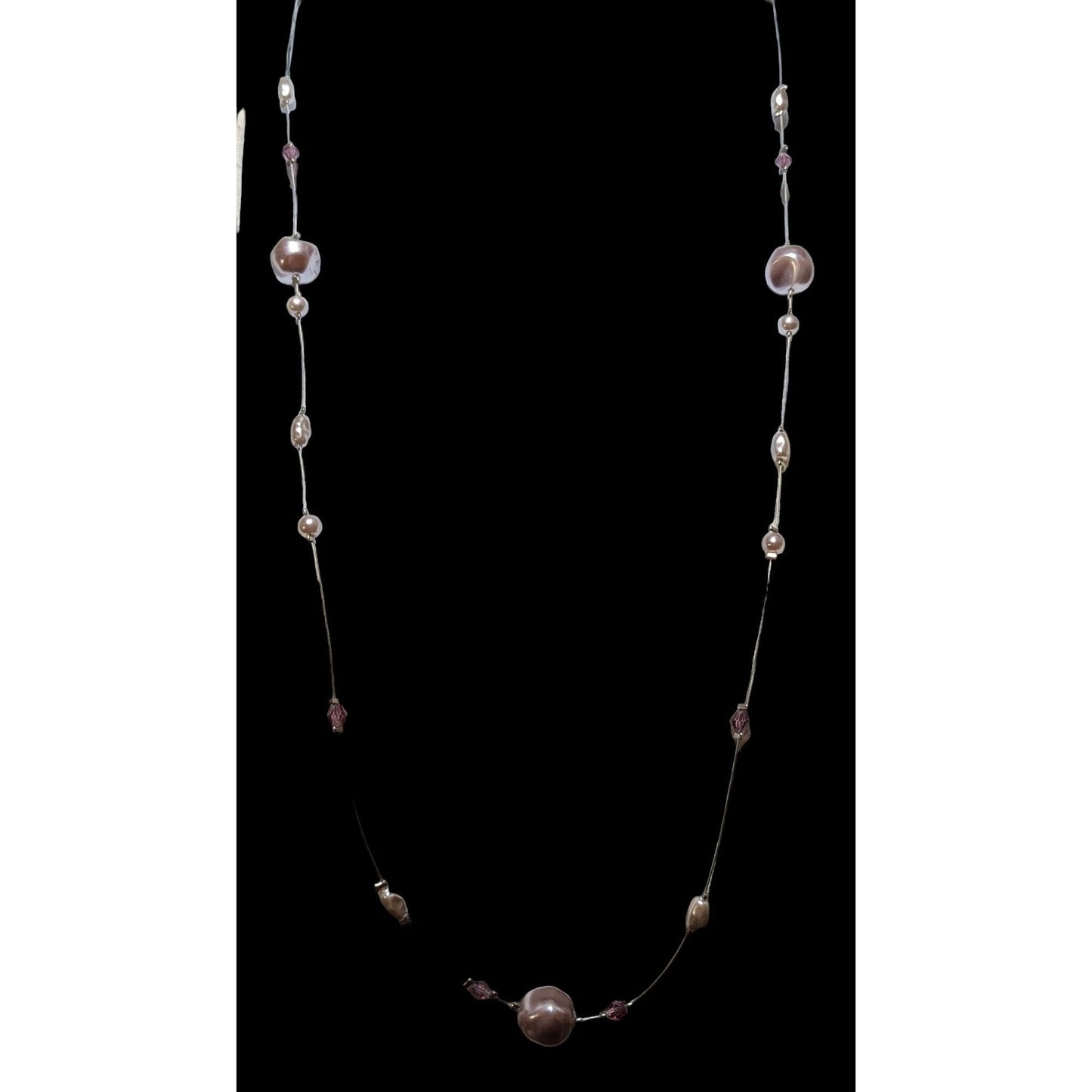 Floating Faux Pearl Glass Gemmed Necklace