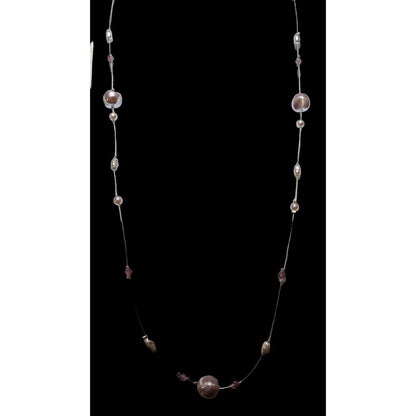 Floating Faux Pearl Glass Gemmed Necklace