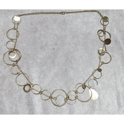 Retro Mod Gold Chain Hoop And Charm Necklace