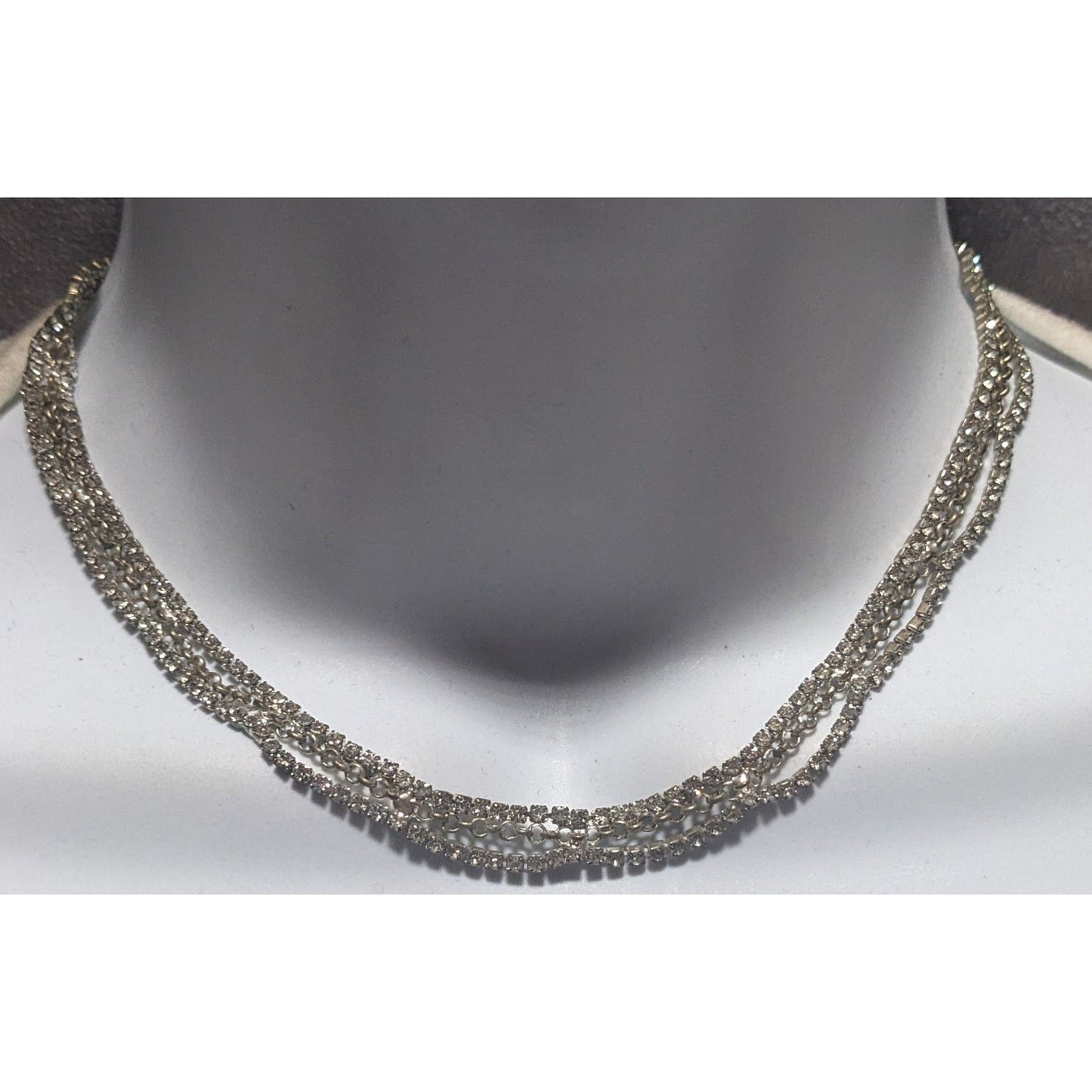 Claire's Silver Multilayer Rhinestone Necklace