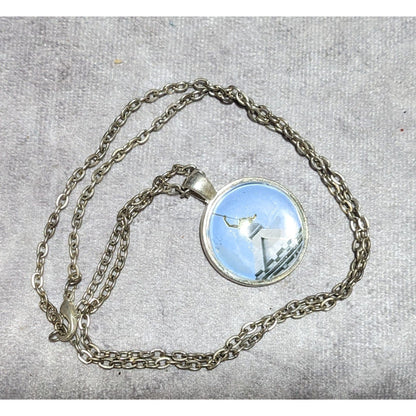 Blue And White Statue Photo Pendant Necklace