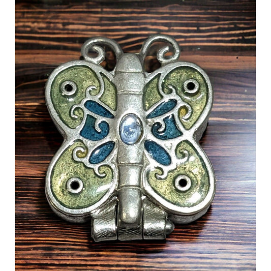 Vintage AXC Enamel Butterfly Lidded Trinket Box