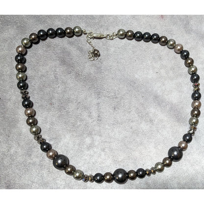 Roman Metallic Faux Pearl Beaded Necklace