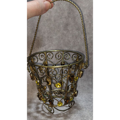 Gold Gemmed Hanging Basket