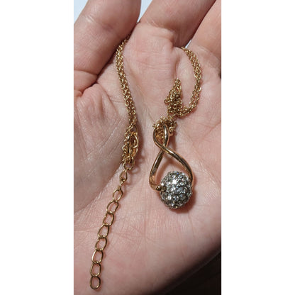 Gold Suspended Rhinestone Bead Pendant Necklace