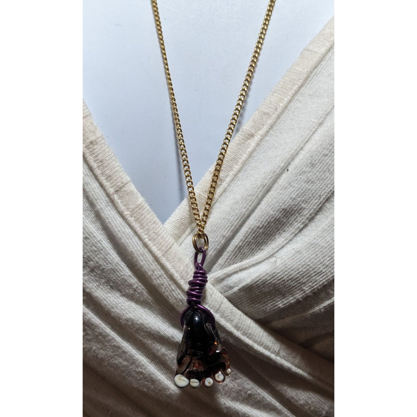 Purple Glass Foot Necklace