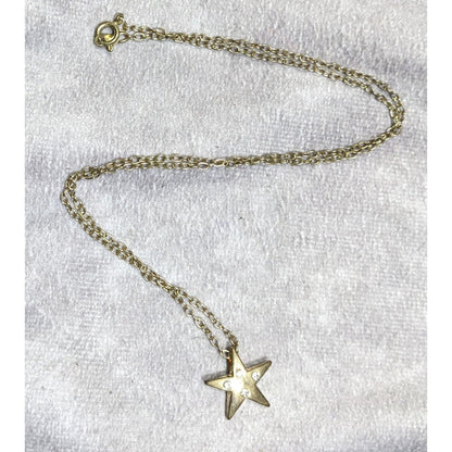 Rhinestone Star Pendant Gold Tone Necklace