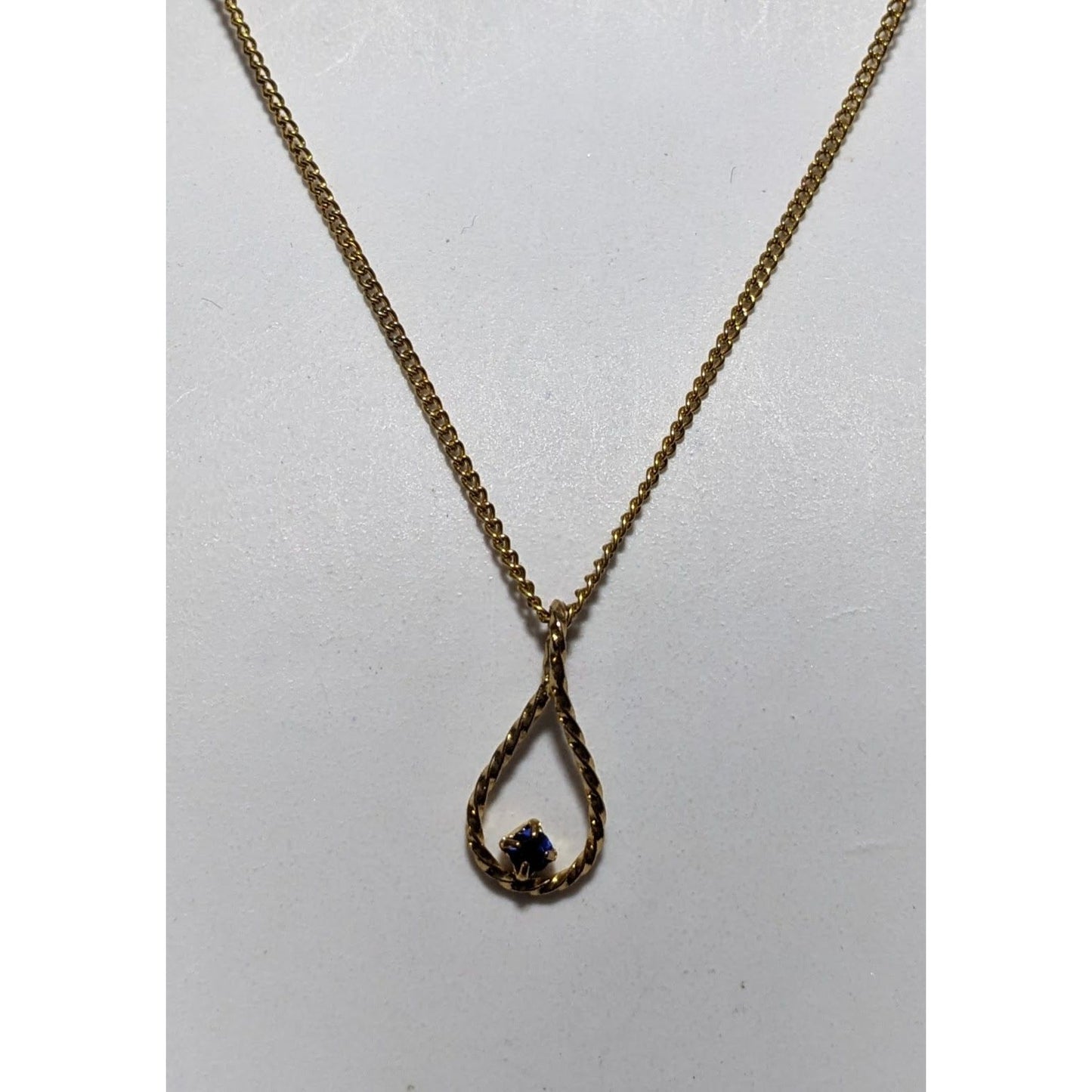 Vintage Blue And Gold Teardrop Lasso Necklace