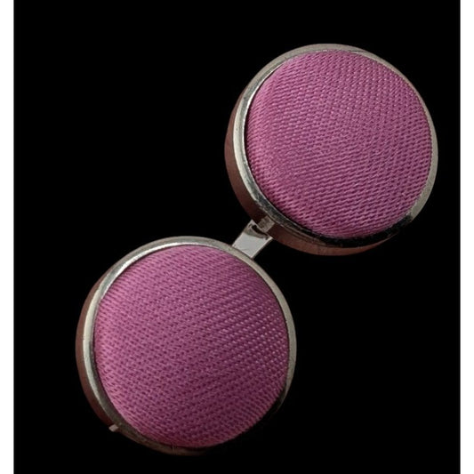 Purple Fabric Inlay Cufflinks Silver Victorian Vintage Formal Accessories