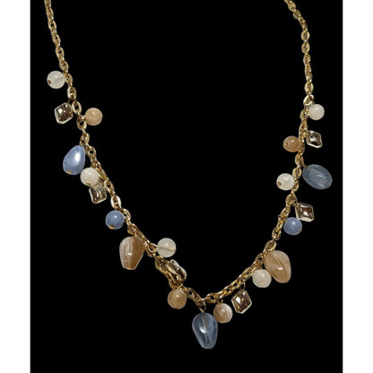 Earthy Sky Beaded Charm Necklace