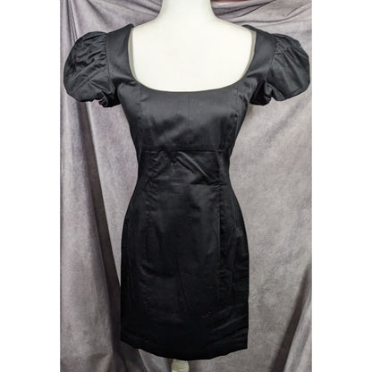 Betsey Johnson Gothic Corset Back Puff Sleeve Black Mini Dress Size 6