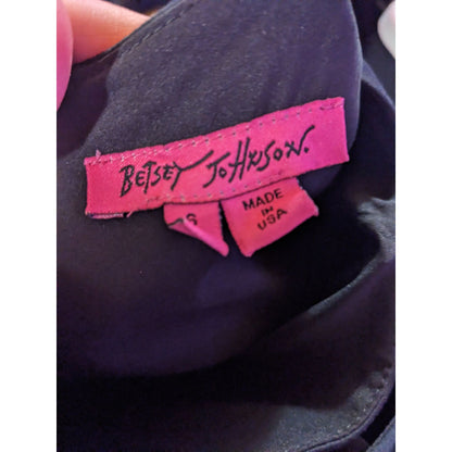 Betsey Johnson Gothic Corset Back Puff Sleeve Black Mini Dress Size 6