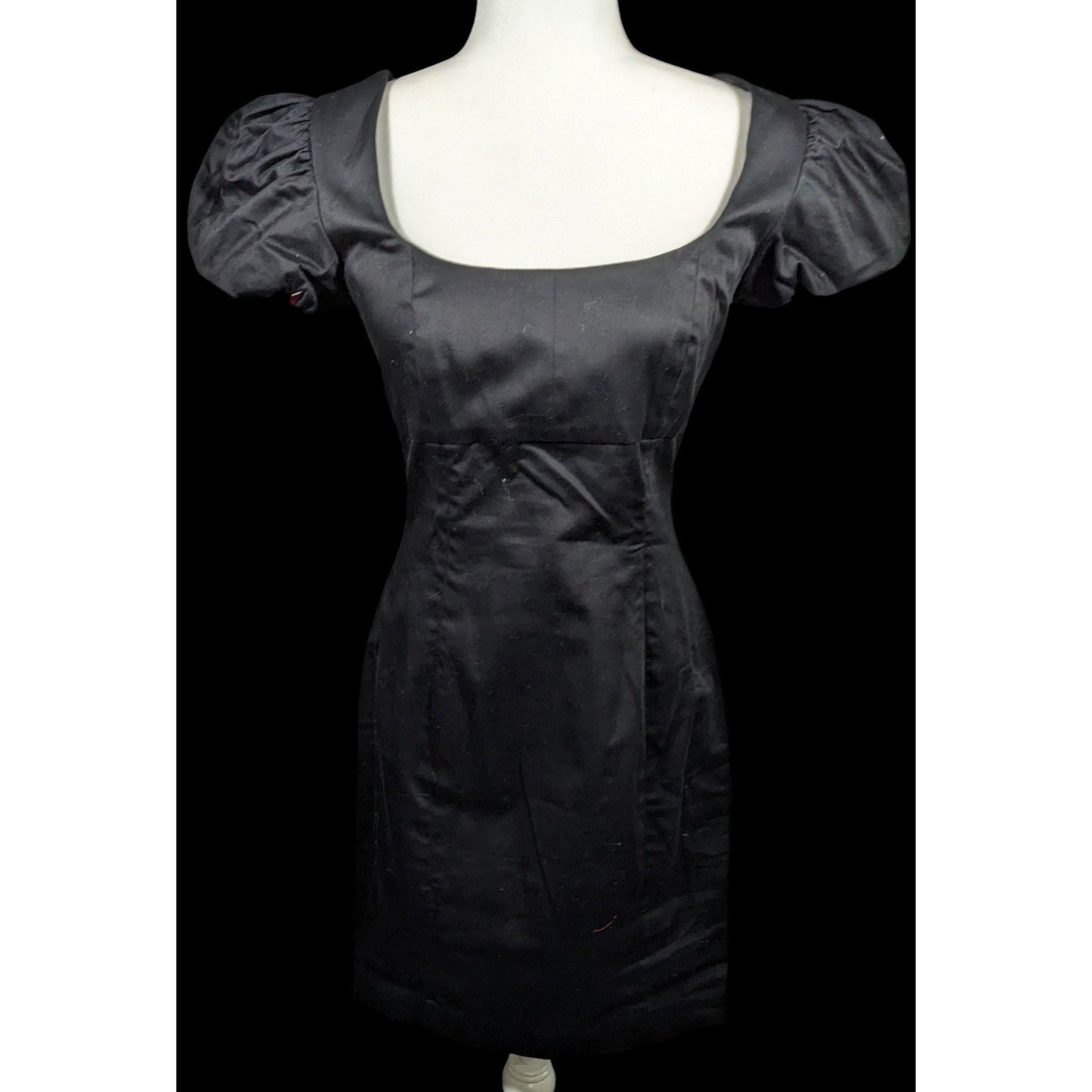 Betsey Johnson Gothic Corset Back Puff Sleeve Black Mini Dress Size 6