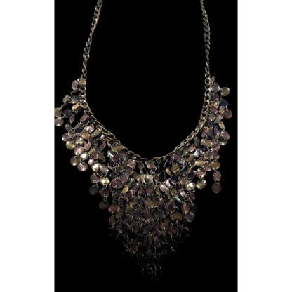 Plunder Jewelry Bronze Tone Disc Fringe Bib Necklace