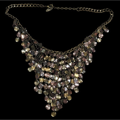Plunder Jewelry Bronze Tone Disc Fringe Bib Necklace