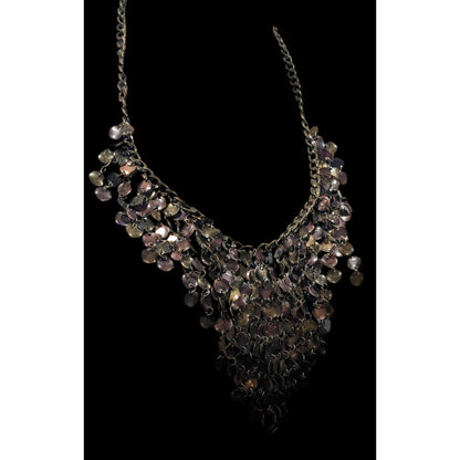 Plunder Jewelry Bronze Tone Disc Fringe Bib Necklace