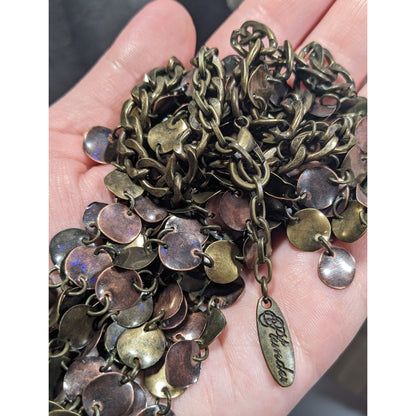 Plunder Jewelry Bronze Tone Disc Fringe Bib Necklace