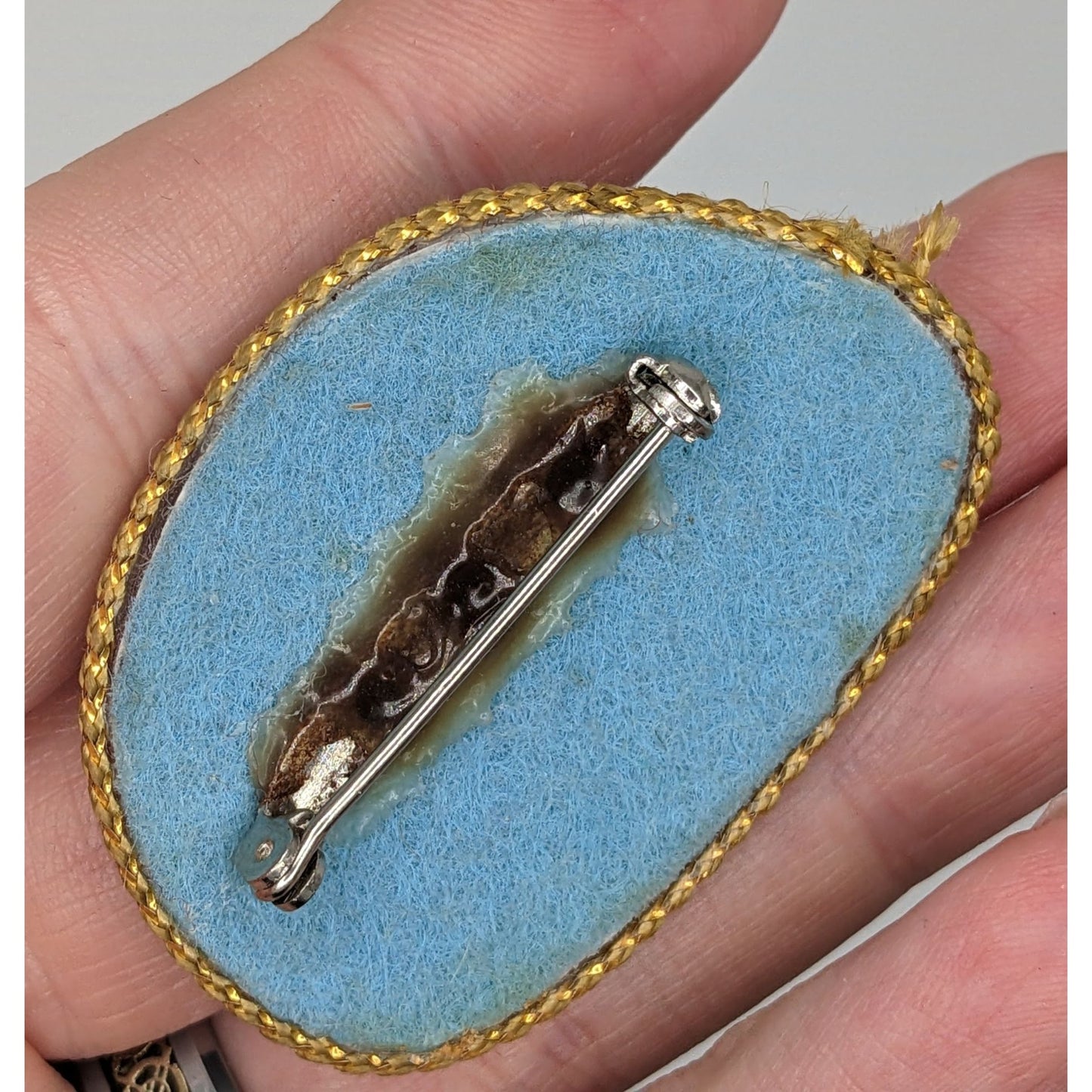Handmade Victorian Style Upcycled Glasses Lens Brooch With Painted Scene Of Woman & Child By Pond