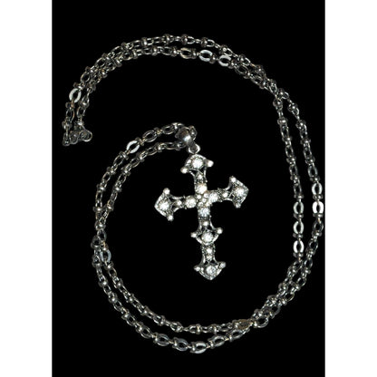 Glam Goth Rhinestone Cross Pendant Necklace