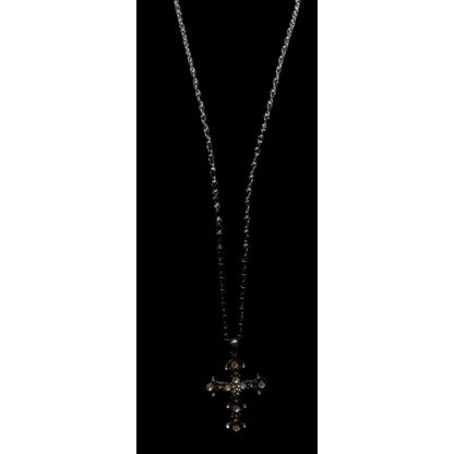 Glam Goth Rhinestone Cross Pendant Necklace