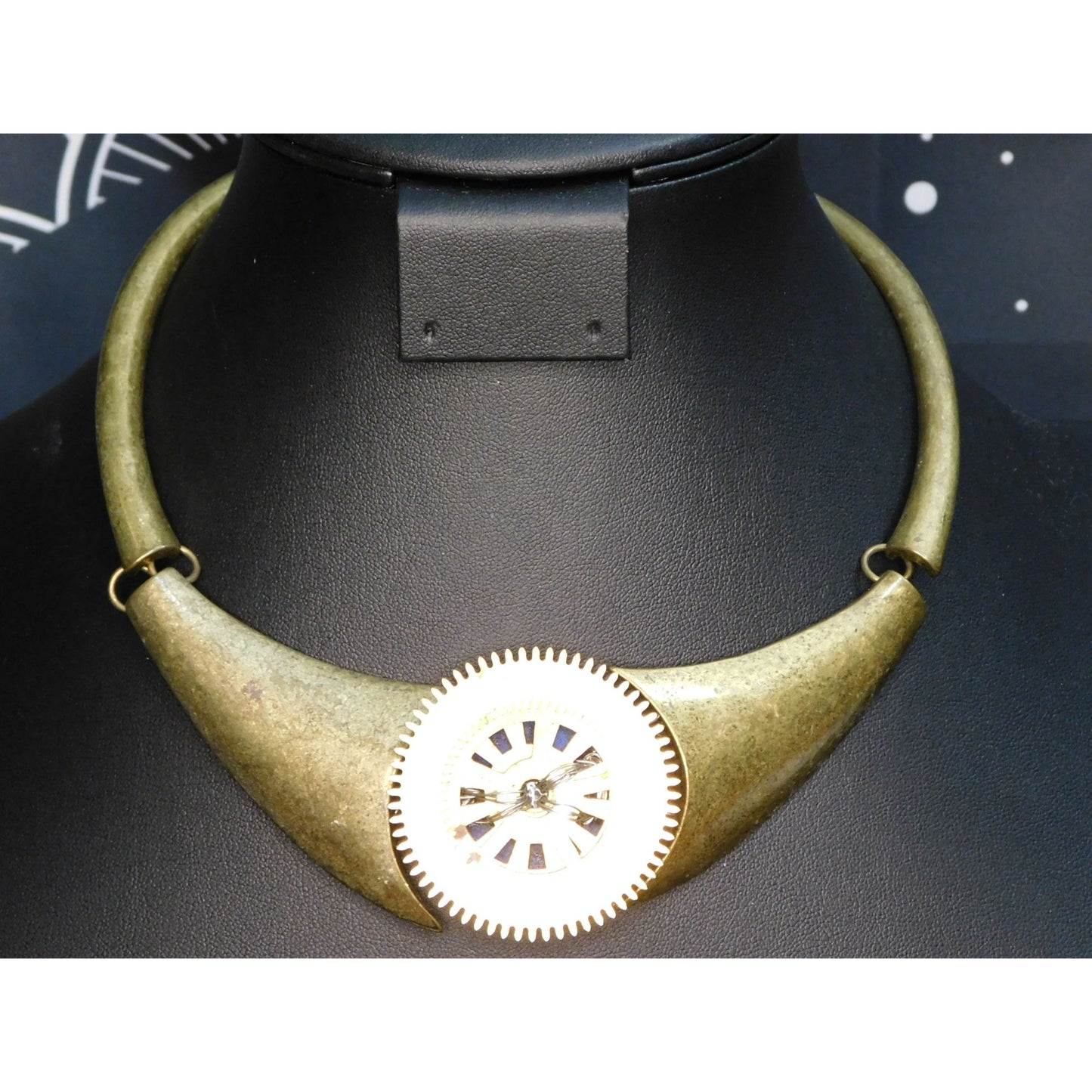 Handmade Upcycled Chunky Gold Tone Steampunk Necklace