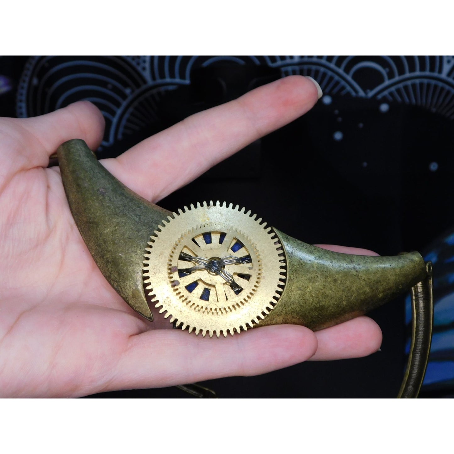 Handmade Upcycled Chunky Gold Tone Steampunk Necklace