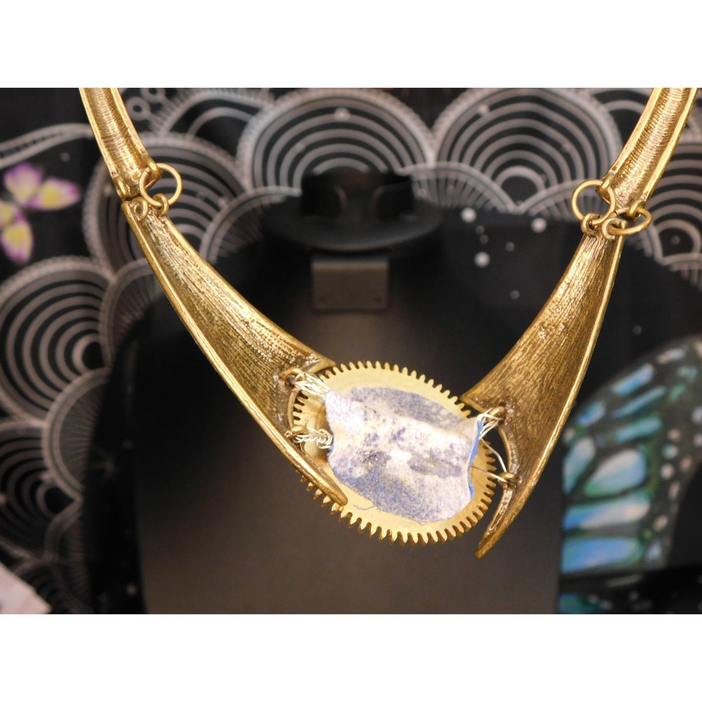 Handmade Upcycled Chunky Gold Tone Steampunk Necklace