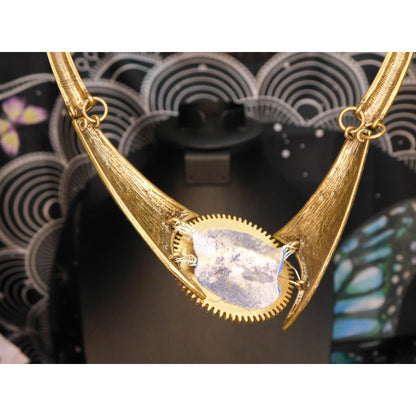 Handmade Upcycled Chunky Gold Tone Steampunk Necklace