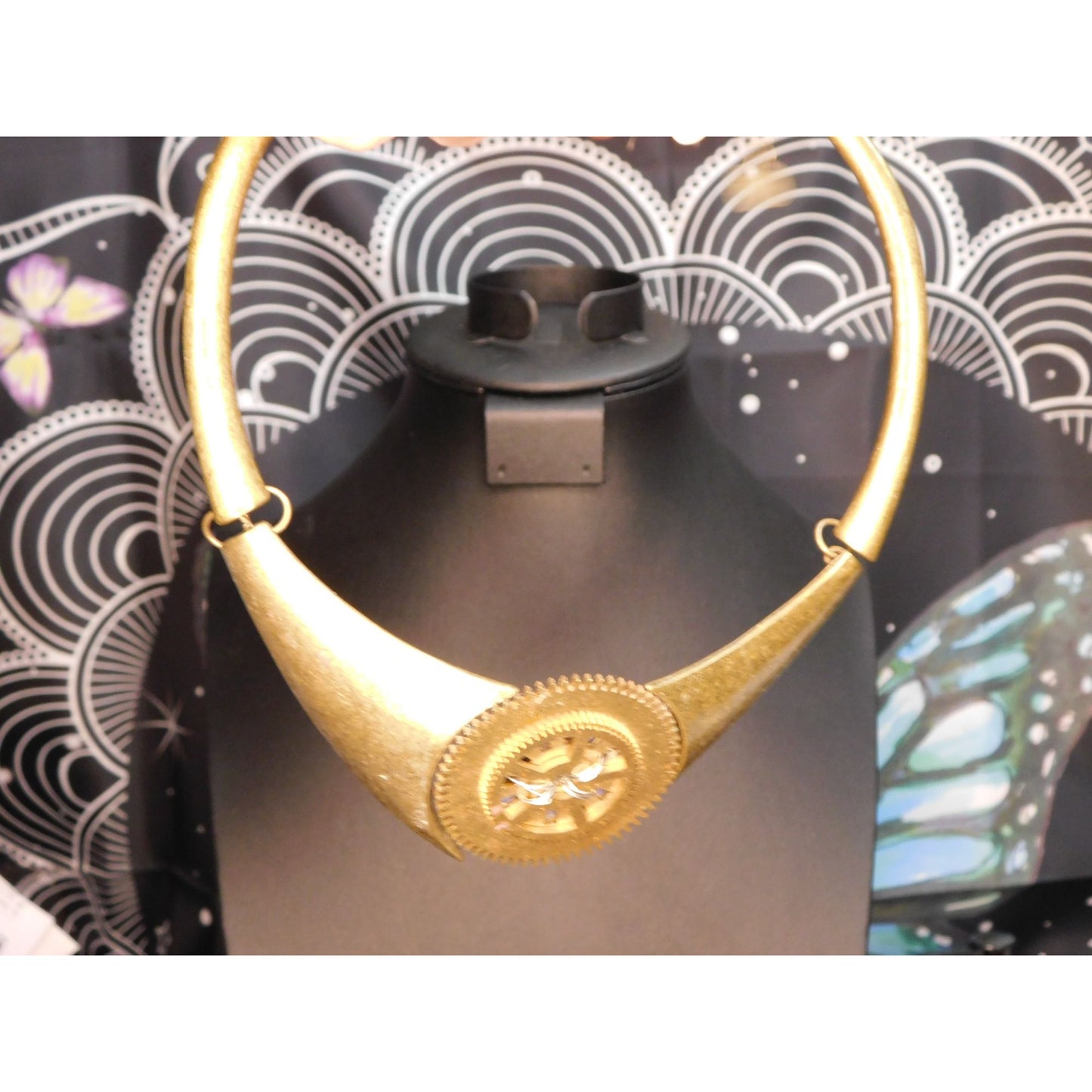 Handmade Upcycled Chunky Gold Tone Steampunk Necklace