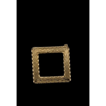 Vintage Open Square Gold Tone Textured Brooch