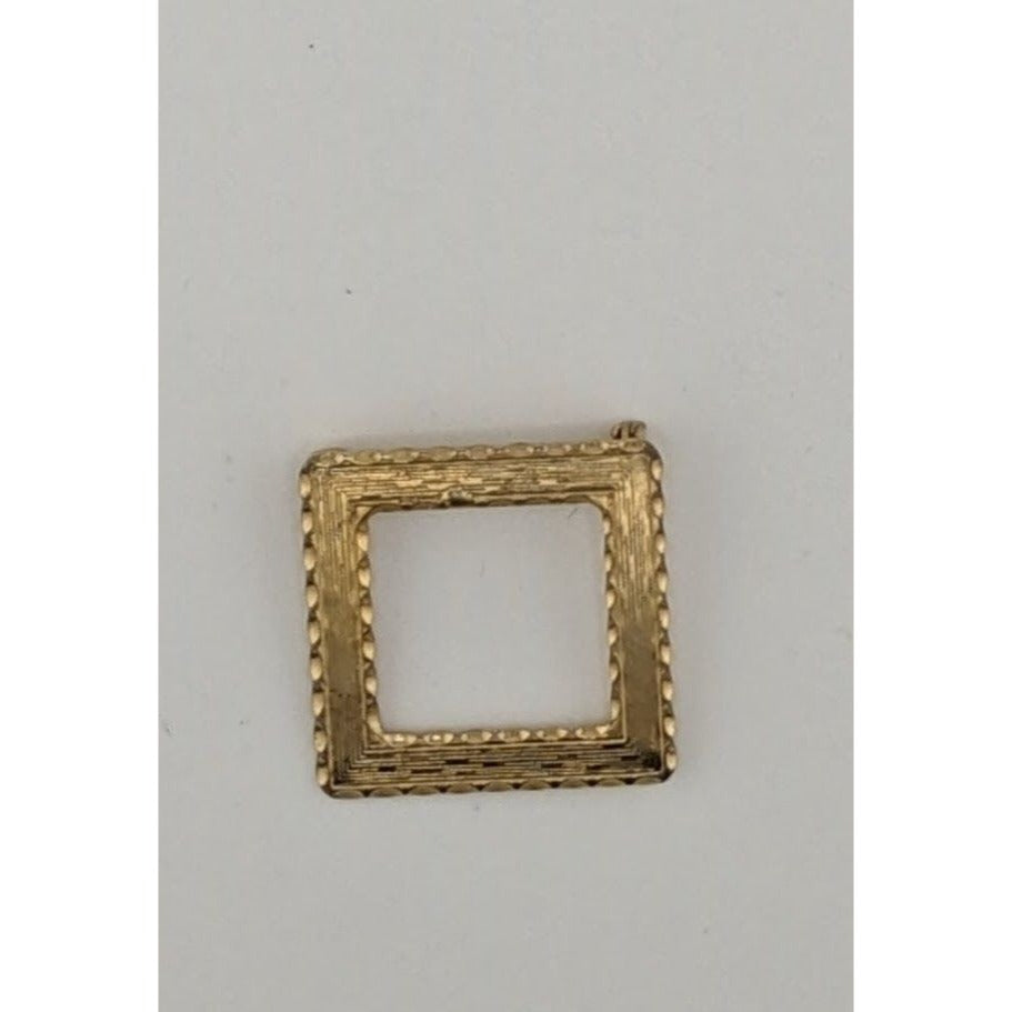 Vintage Open Square Gold Tone Textured Brooch