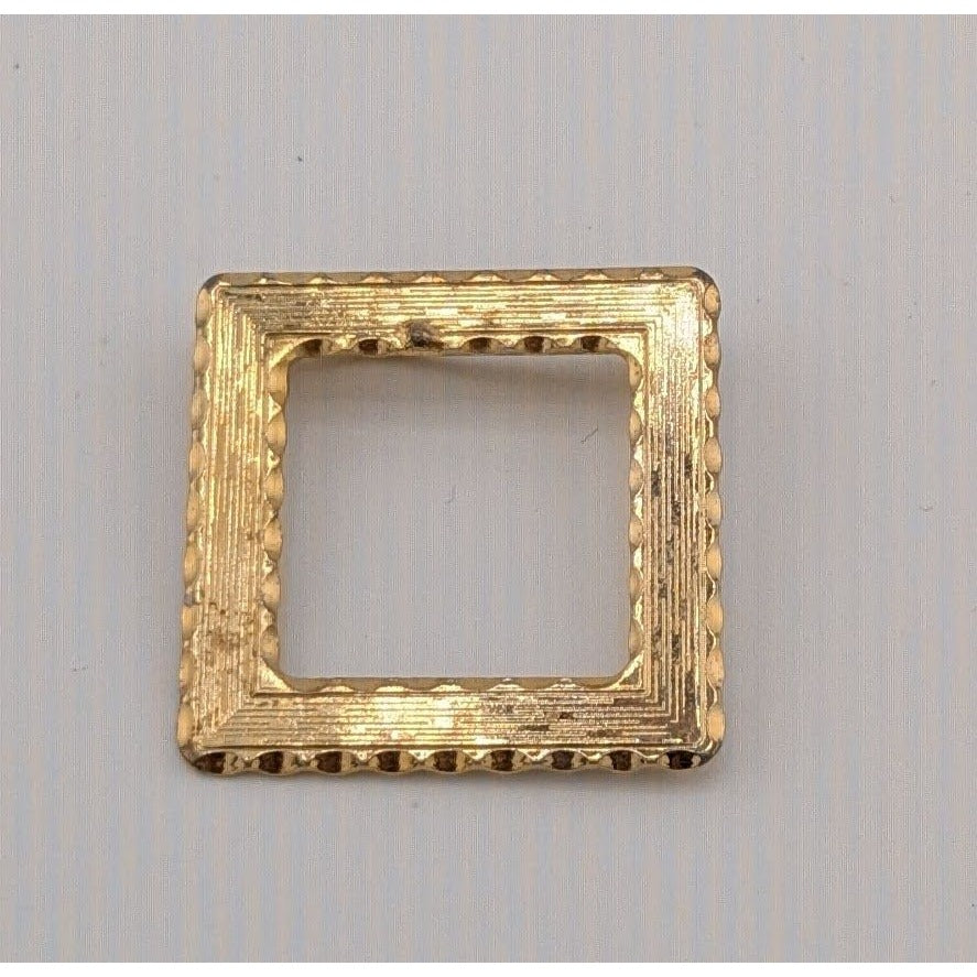 Vintage Open Square Gold Tone Textured Brooch