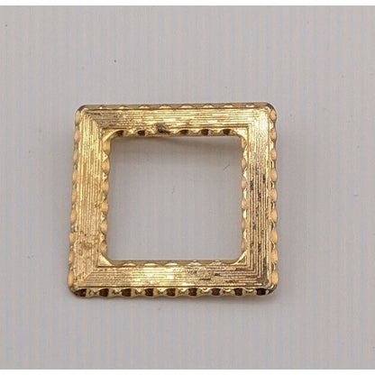Vintage Open Square Gold Tone Textured Brooch