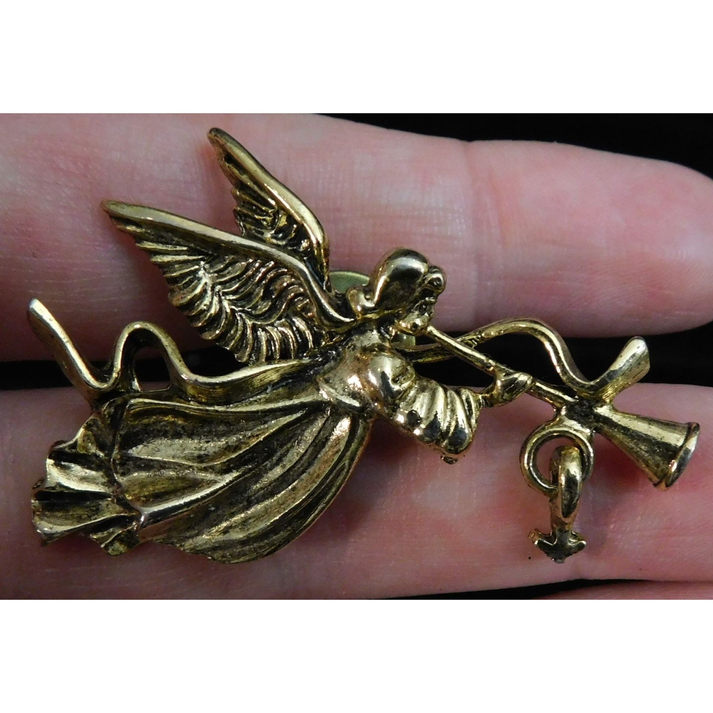 Vintage CAMCO Trumpet Angel Gold Tone Brooch