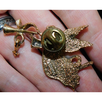 Vintage CAMCO Trumpet Angel Gold Tone Brooch