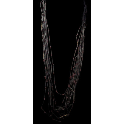 Vintage Black Wood And Glass Multistrand Necklace