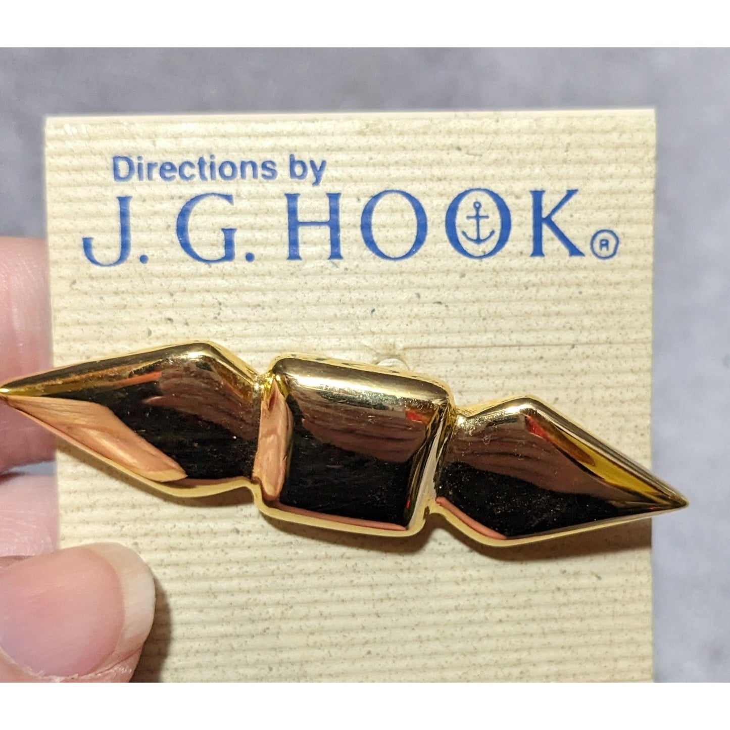 Vintage Gold Tone J.G. Hook Geometric Brooch