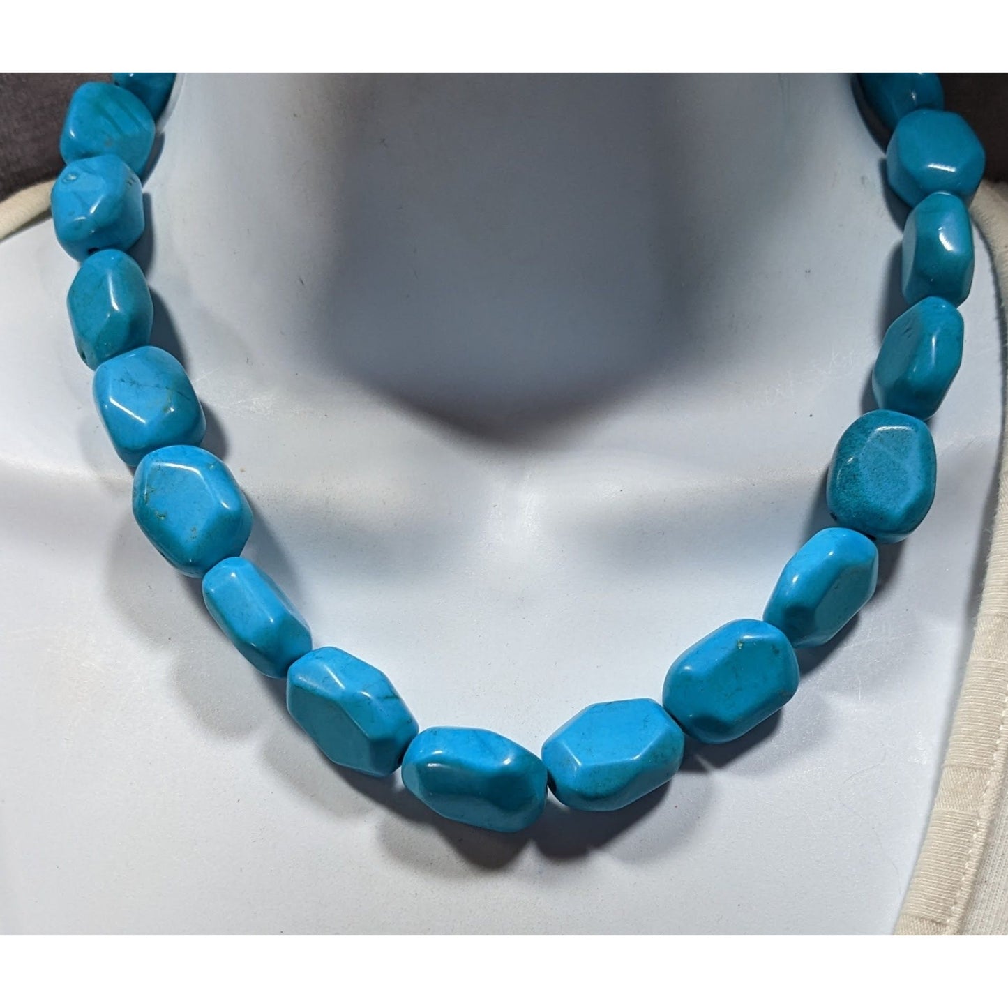 Handmade Blue Stone Beaded With Sterling Silver Clasp