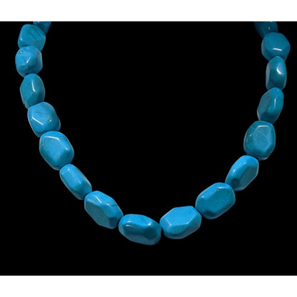 Handmade Blue Stone Beaded With Sterling Silver Clasp