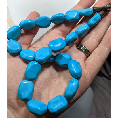 Handmade Blue Stone Beaded With Sterling Silver Clasp