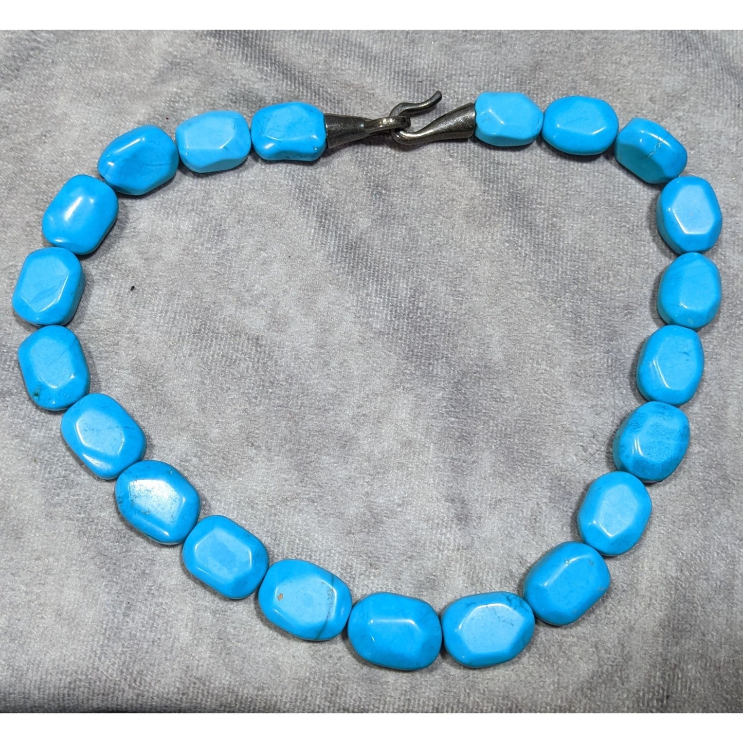 Handmade Blue Stone Beaded With Sterling Silver Clasp